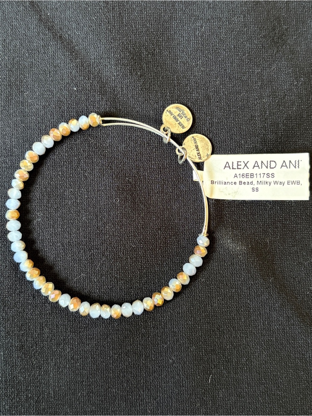 Alex and Ani Milky Blue and Gold Faceted Bead Bracelet